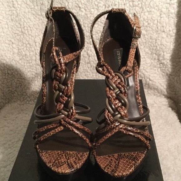 NWOT Steve Madden Luxe Brown Snakeskin Heels - Picture 2 of 6